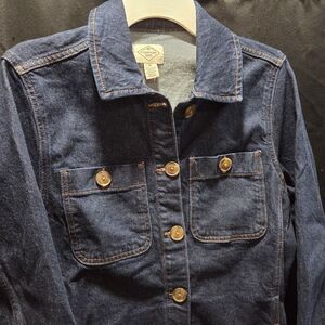 St Johns Bay Utility Shacket Dark Wash Denim Y2K Revival Dark Academia SZ M
